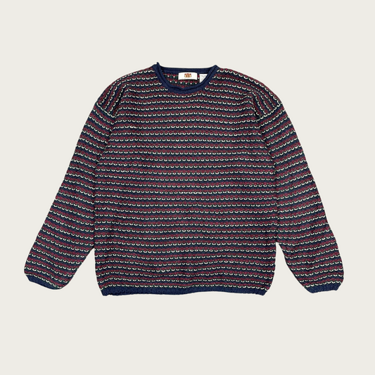 (XL) 80s Striped Crewneck Knit Sweater