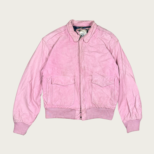 (M) Pink Suede Bomber Jacket