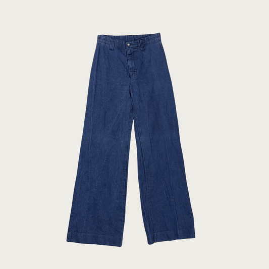 (26") 70s Dark Wash Denim Bell Bottoms