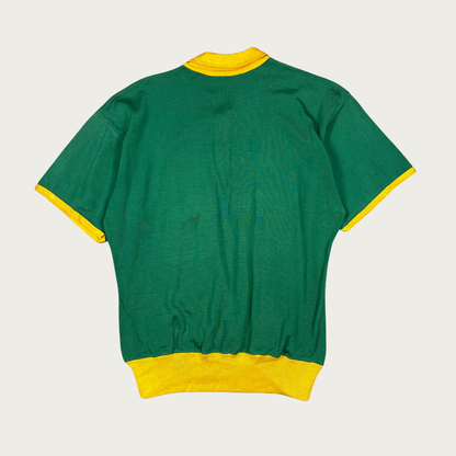 (M) 60s/70s "Special Services" Green and Yellow Zip Polo