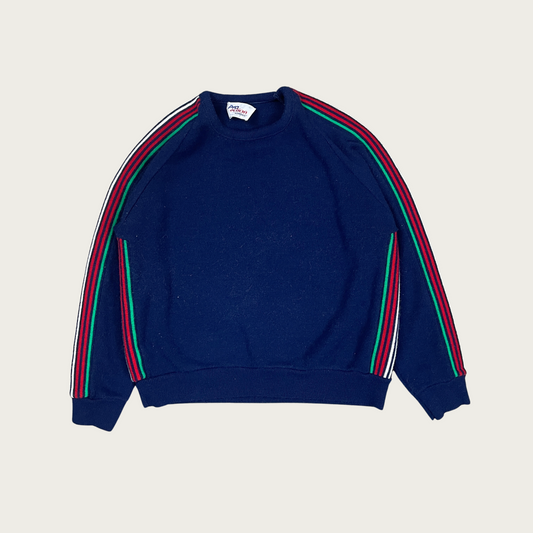 (L) Navy Striped Sleeve Sweater