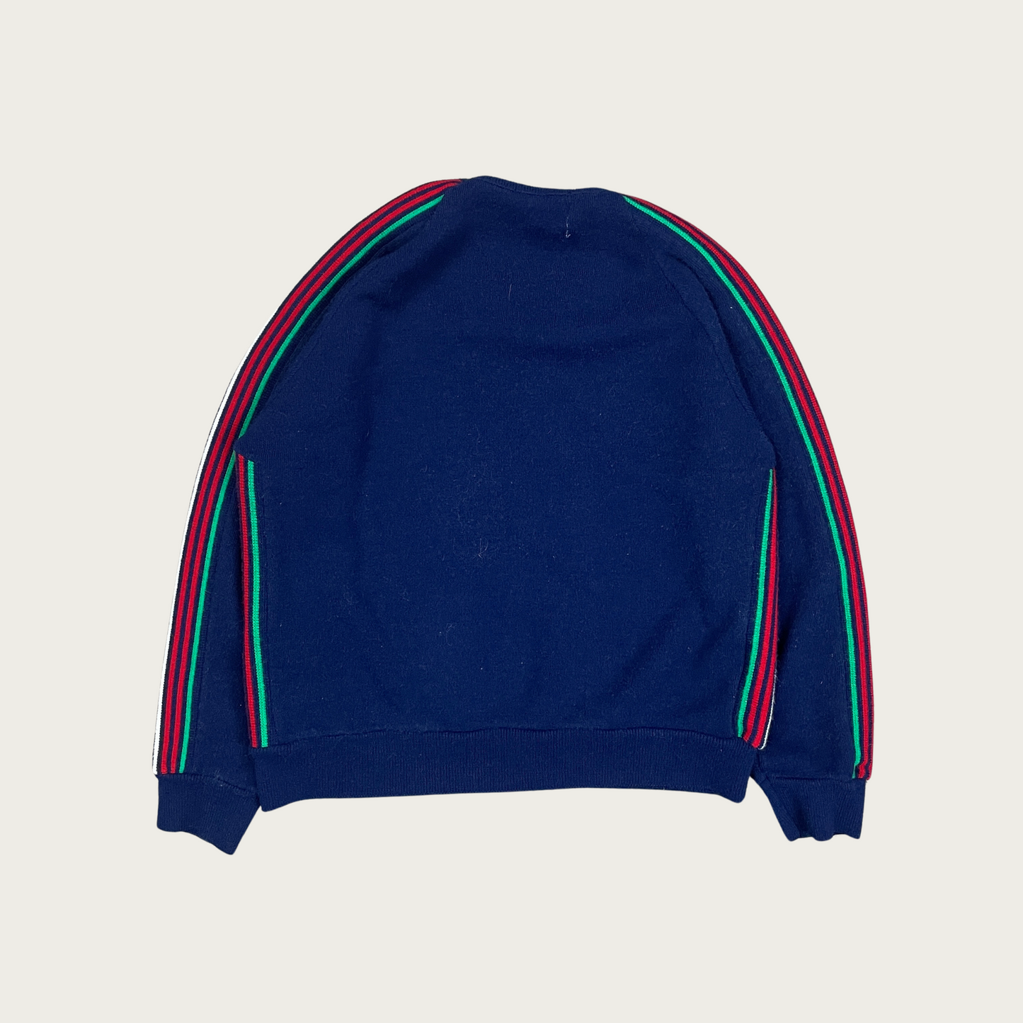 (L) Navy Striped Sleeve Sweater