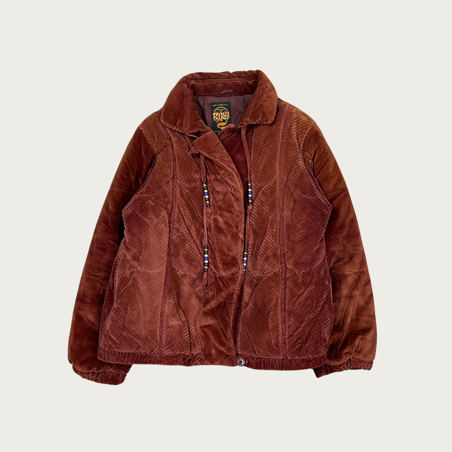 (M) Velvet Corduroy Beaded Puffer Jacket