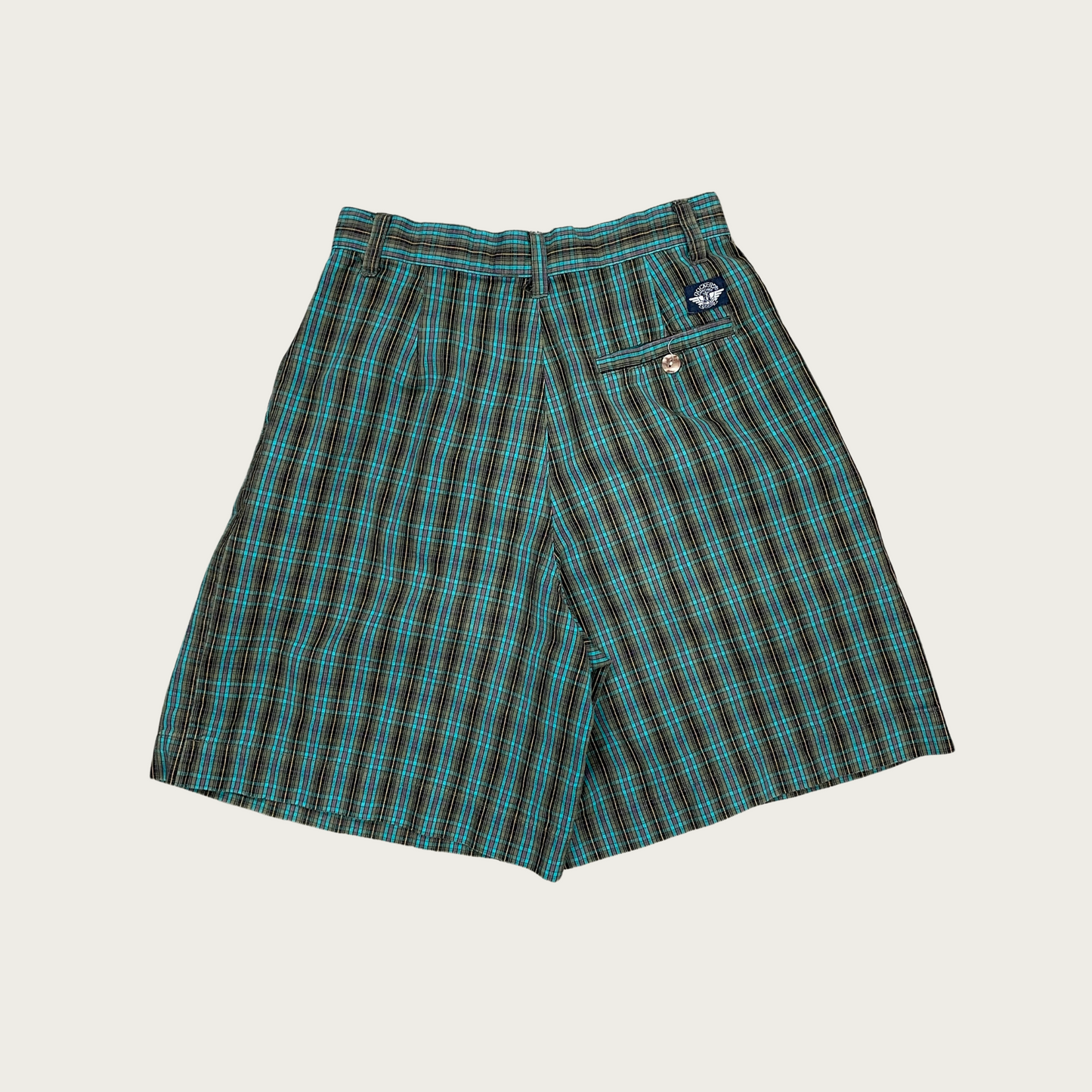 (27") Teal Plaid Shorts