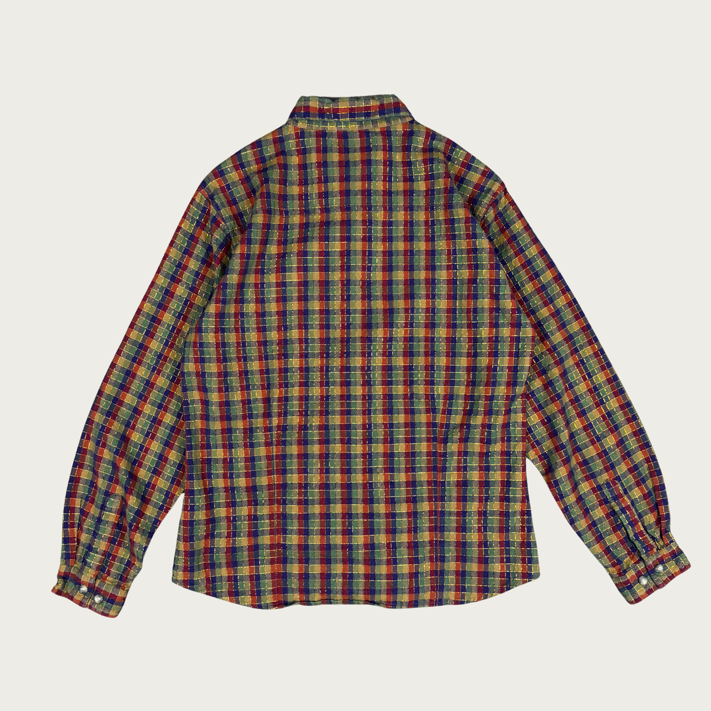 (M/L) Wrangler Riata Gold Metallic Plaid Shirt