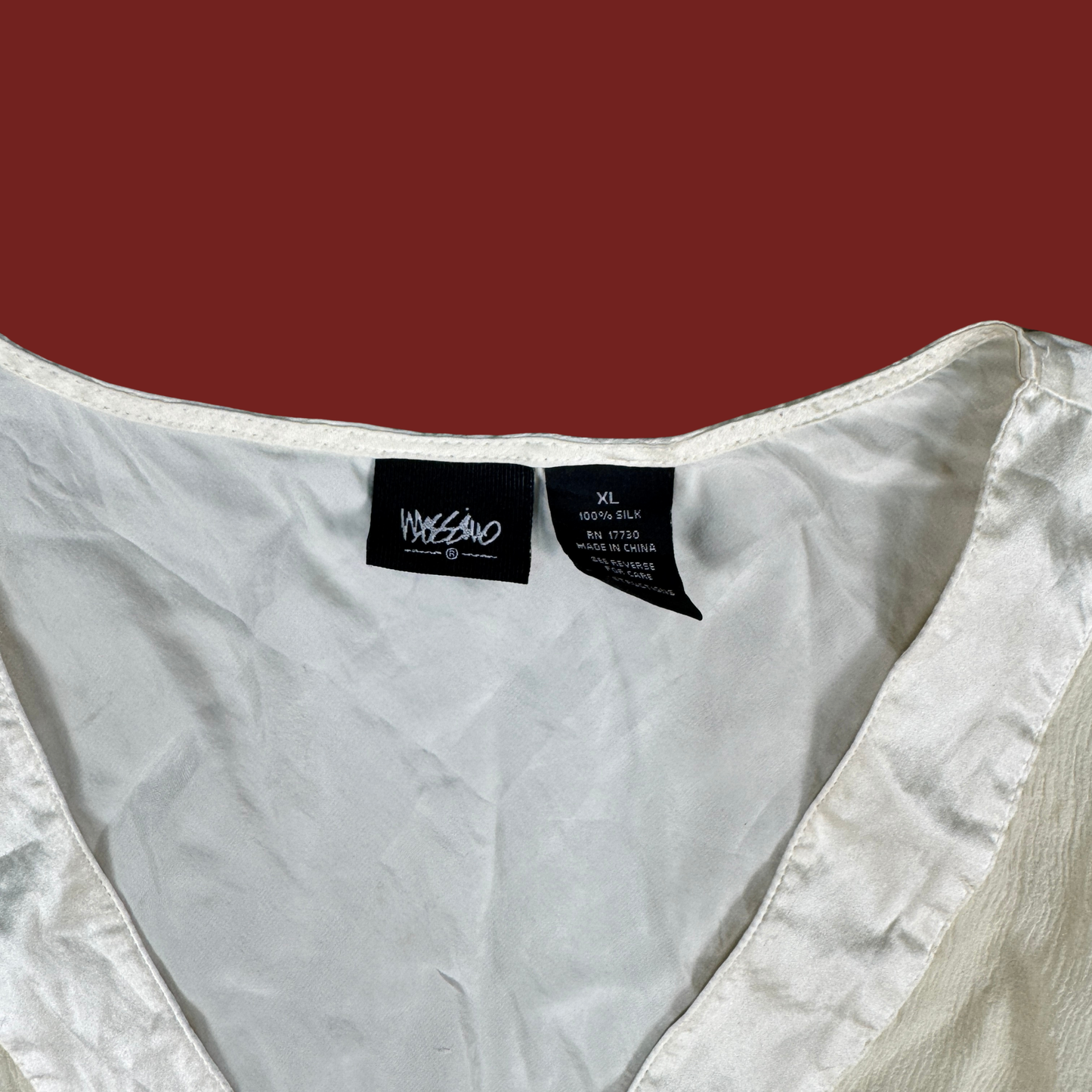(L/XL) 90s/Y2K Cream Silk Top
