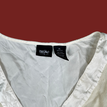 (L/XL) 90s/Y2K Cream Silk Top