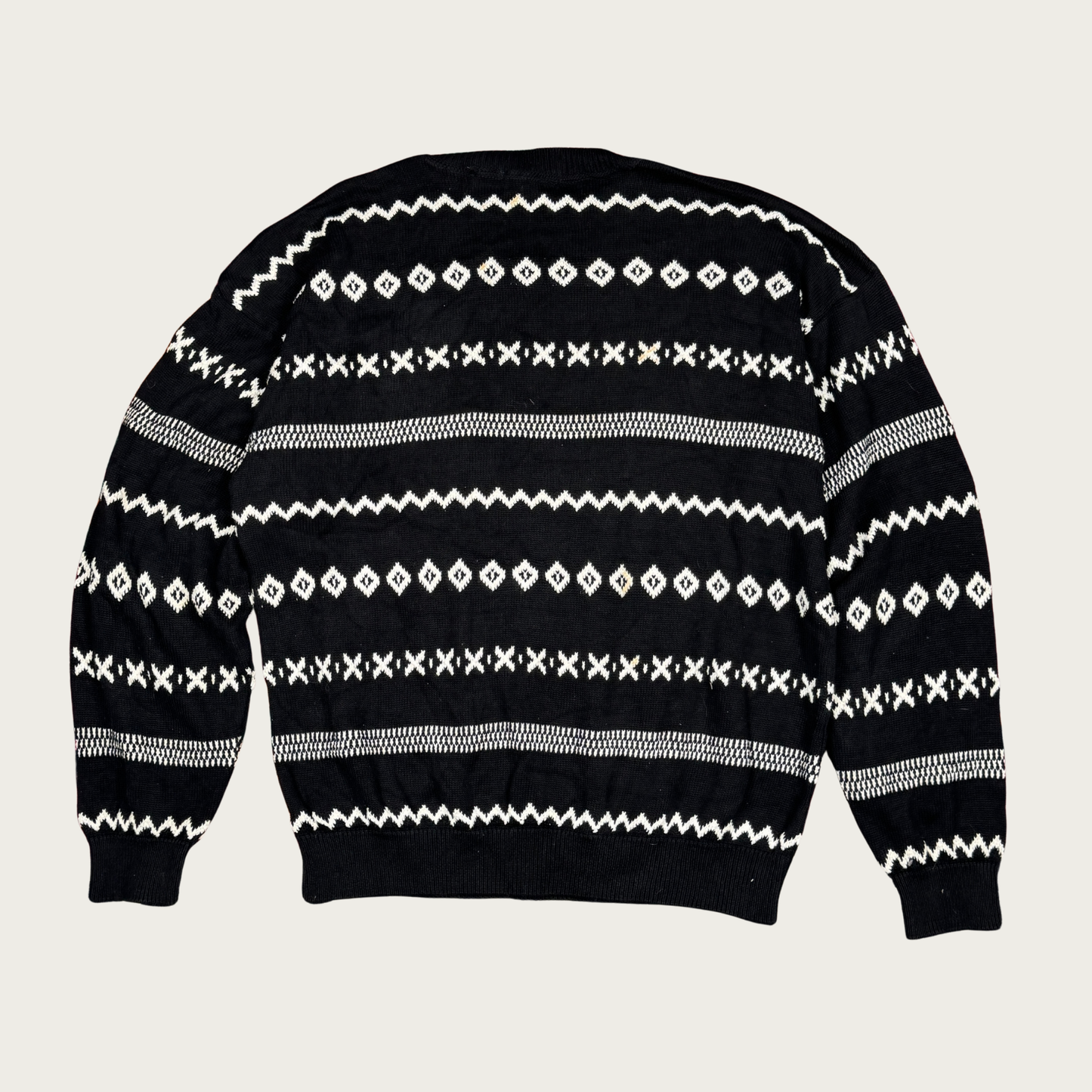 (XL) 90s Black/White Cotton Sweater