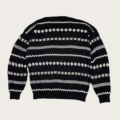 (XL) 90s Black/White Cotton Sweater