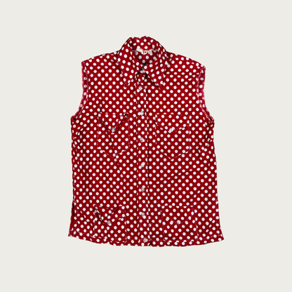 (M/L) 60s Red/White Polka Dot Blouse