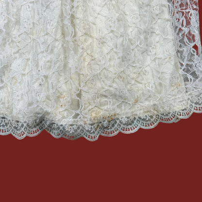 (S) 80s Gunne Sax White Lace Midi Dress