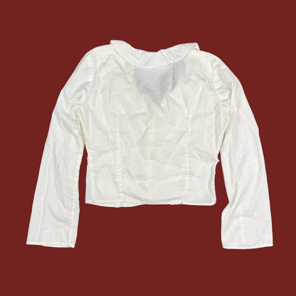 (M) 90s Ralph Lauren Cotton Ruffle Blouse