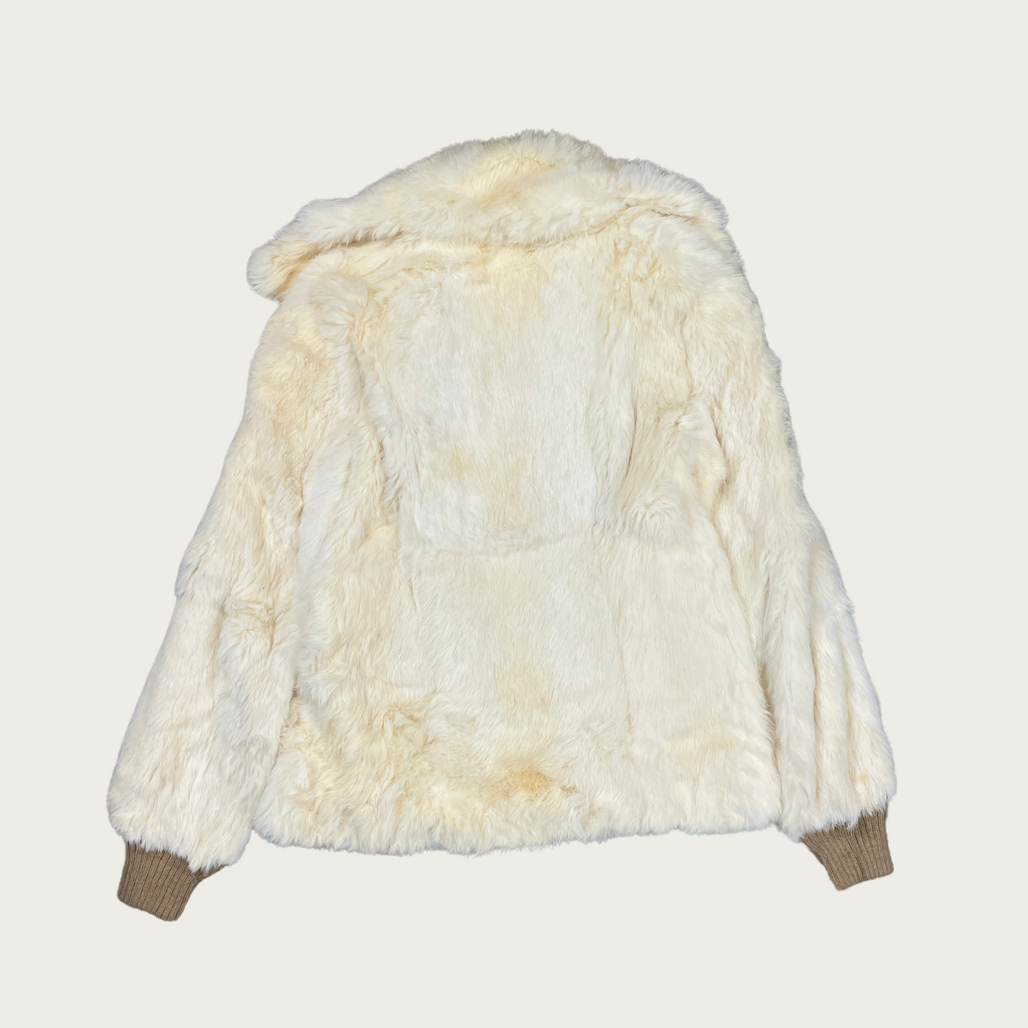 (M) Cream Rabbit Fur Jacket