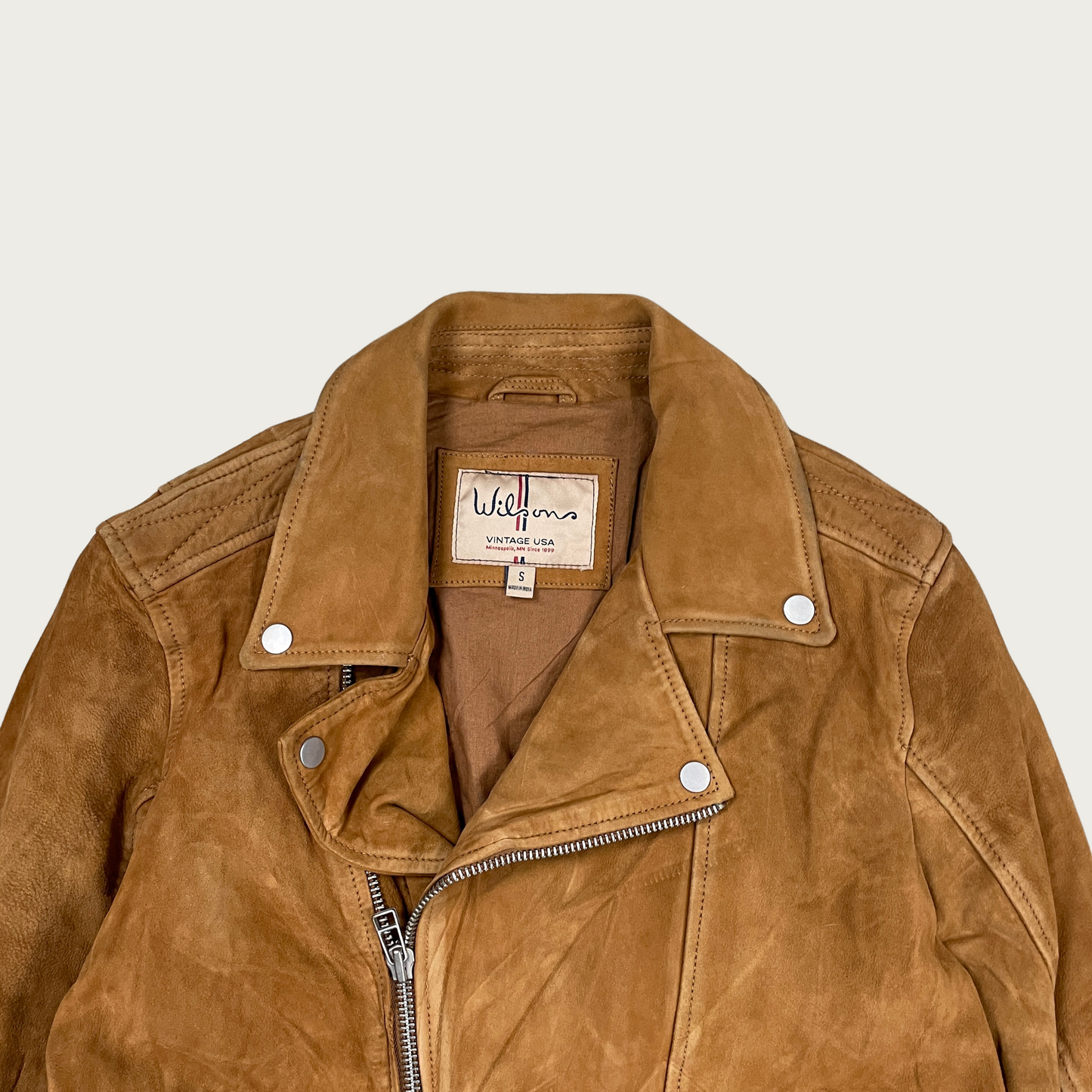 (S) Wilsons Suede Leather Moto Jacket