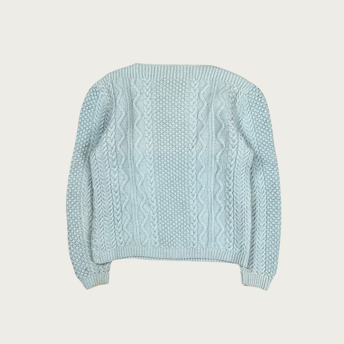 (L) Light Blue Boatneck Cable Knit Sweater