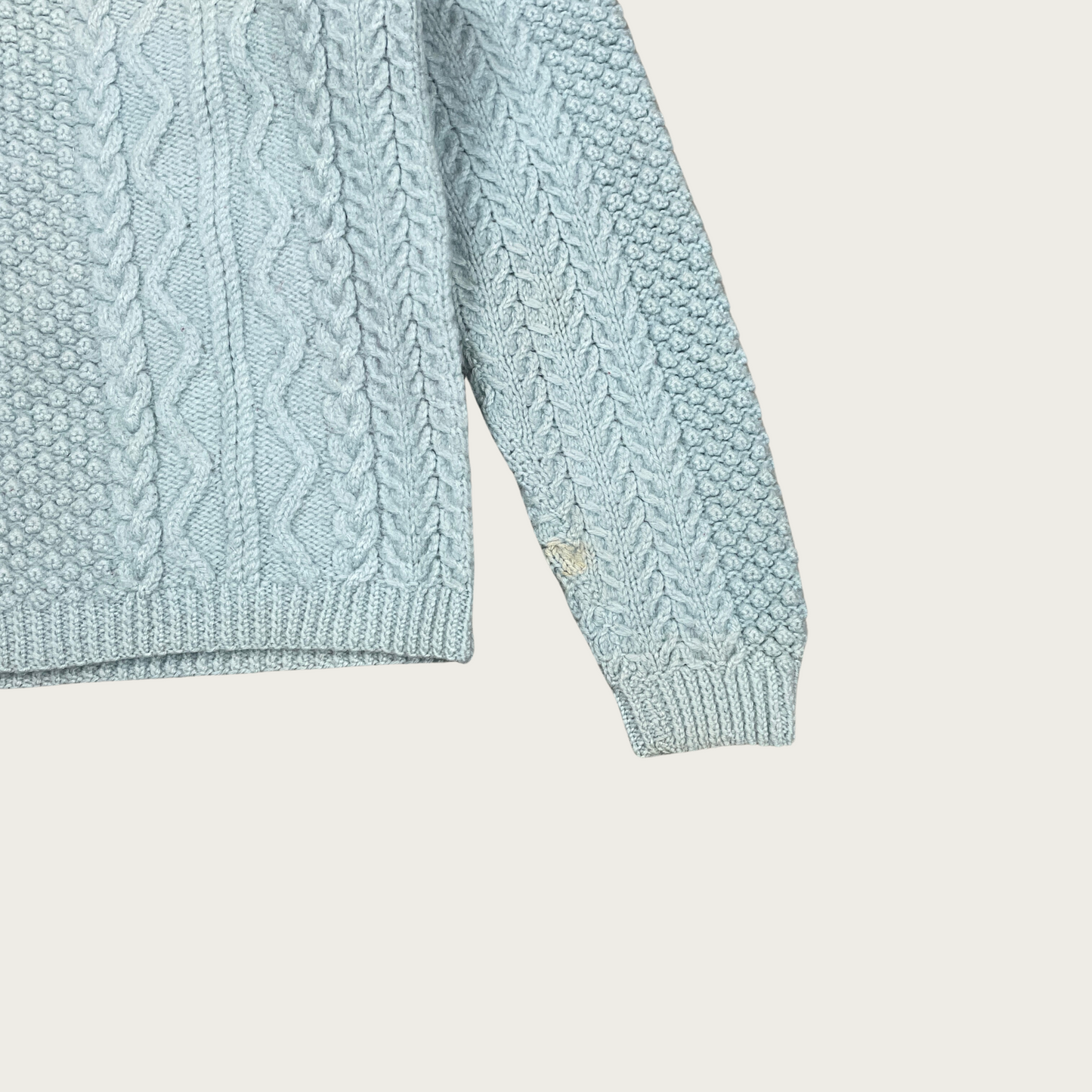 (L) Light Blue Boatneck Cable Knit Sweater