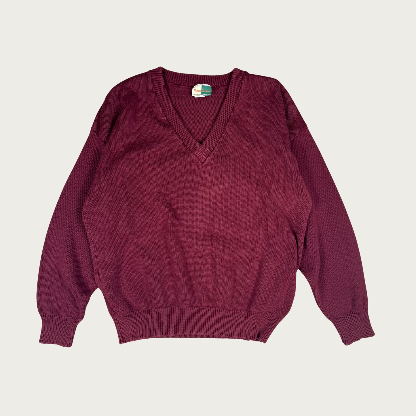 (L) 90s Burgundy V Neck Sweater