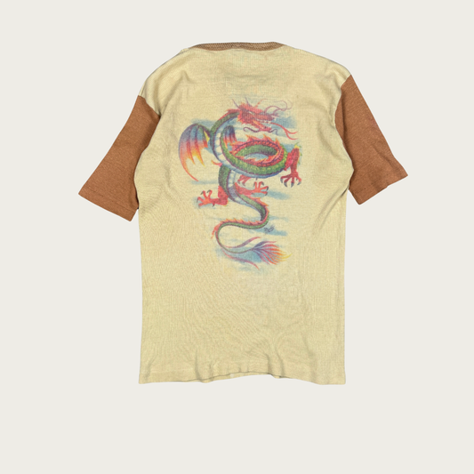 (S/M) 70s Airbrush Dragon Henley Tee