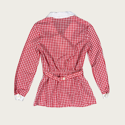 (S/M) 70s Red Gingham Mini Dress/Tunic