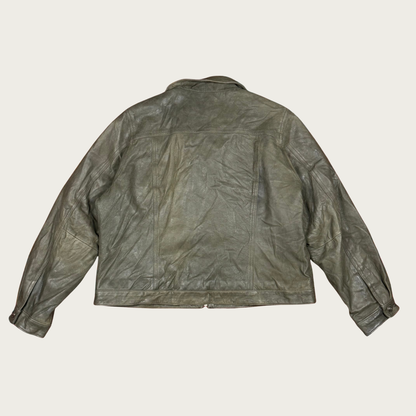(M/L) 90s Green Leather Jacket