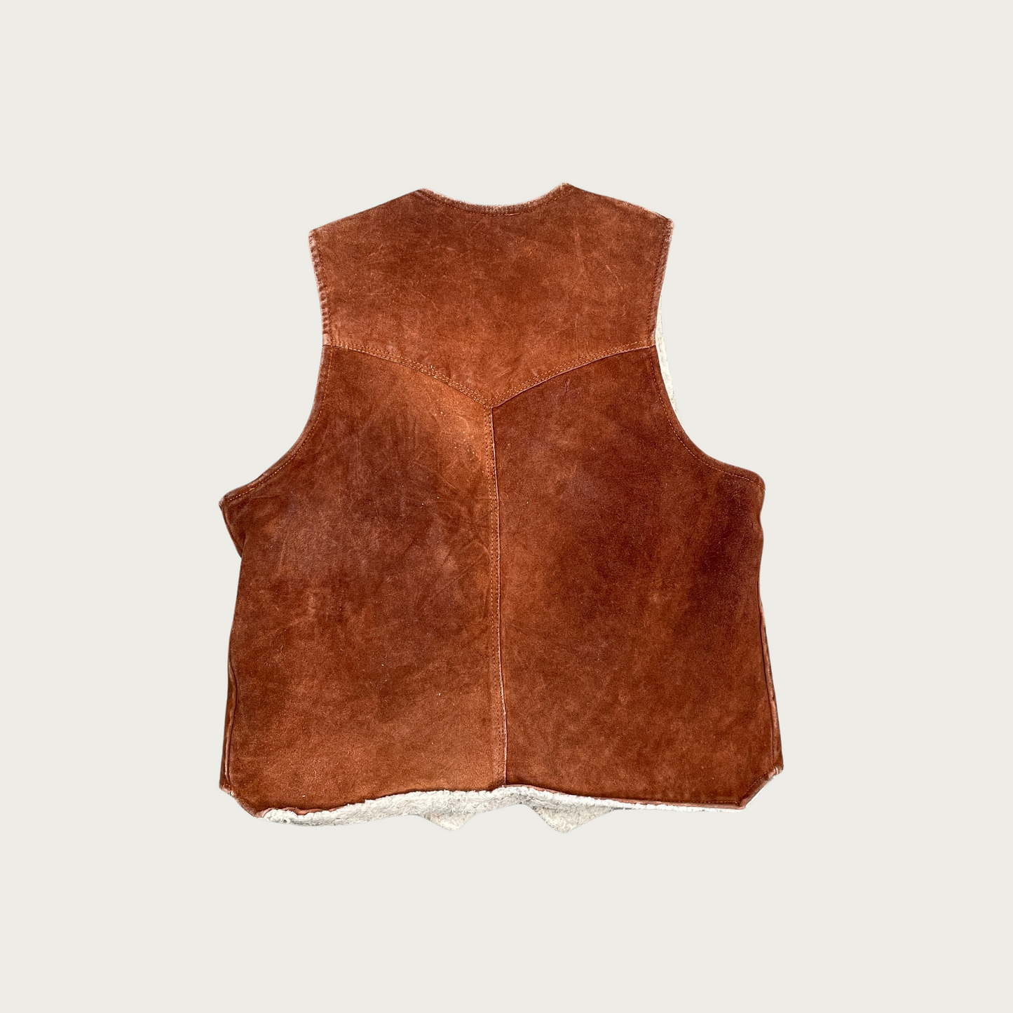 (L) 70s Suede Sherpa Lined Western Vest