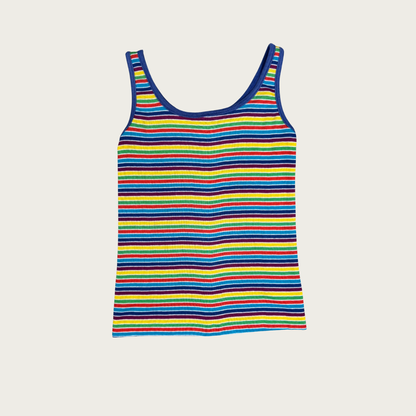 (S) 70s/80s Rainbow Striped Tank Top
