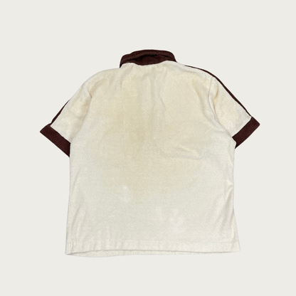 (L) 70s Terry Cloth Cream and Brown Polo