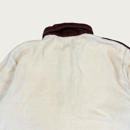 (L) 70s Terry Cloth Cream and Brown Polo