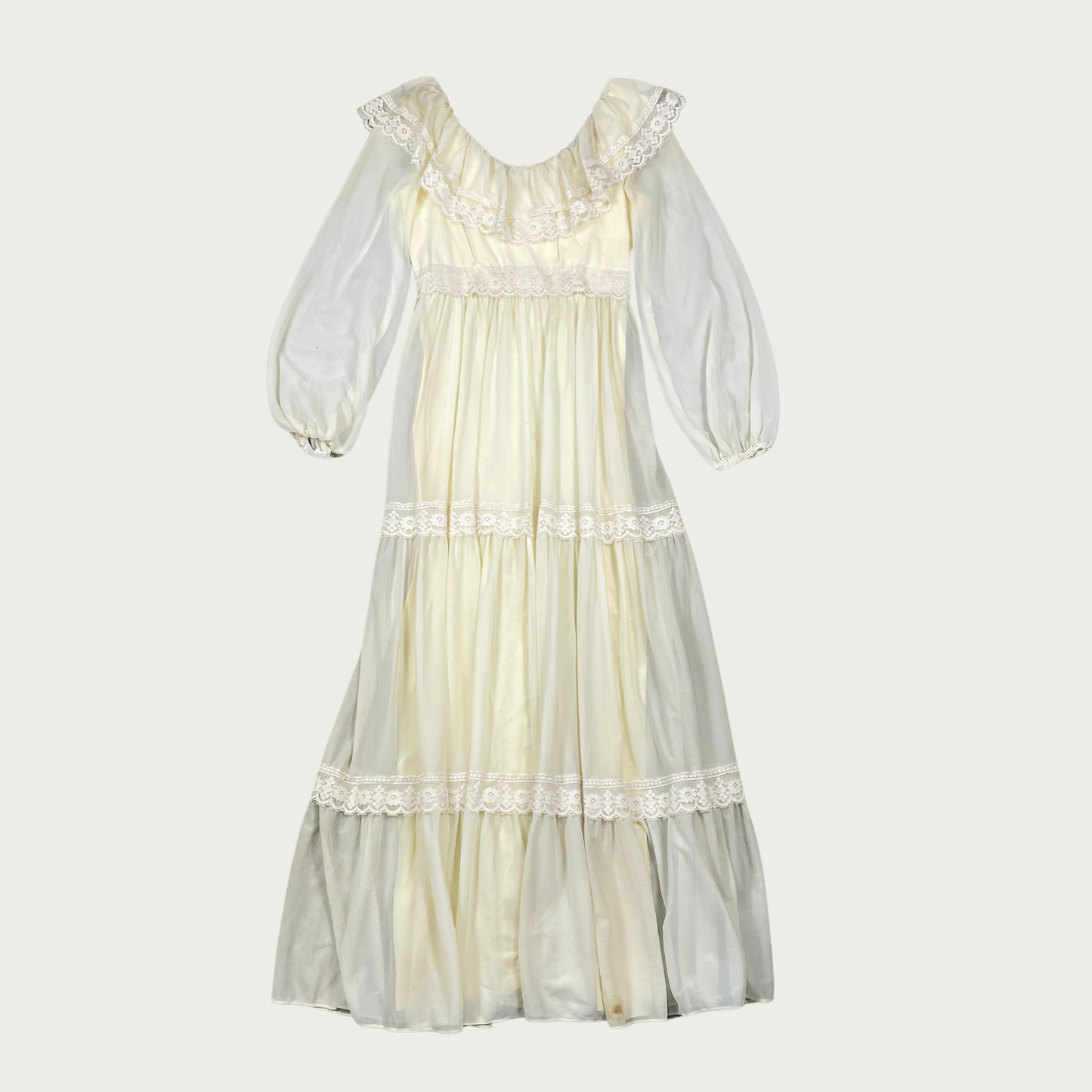 (S) 60s/70s Butter Yellow Prairie Maxi Dress