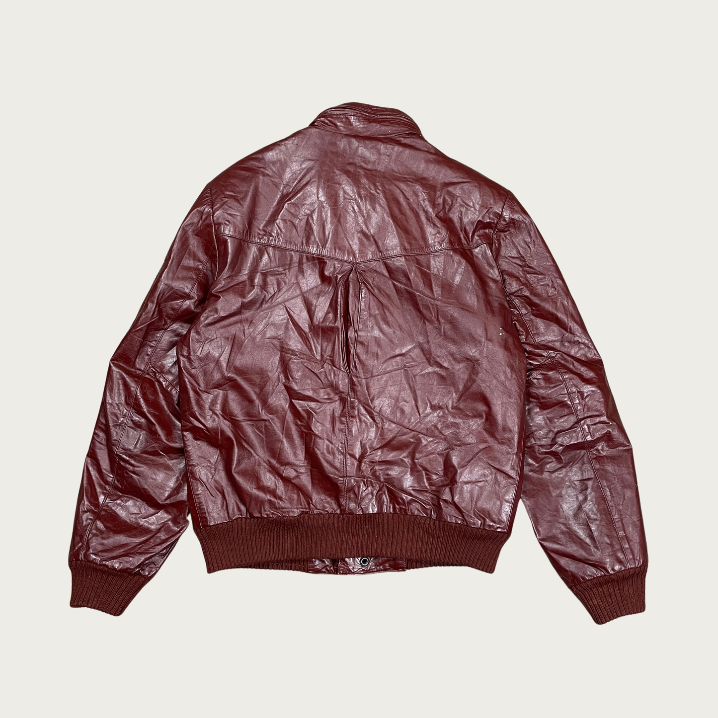 (M) Maroon Faux Fur Lined Leather Jacket