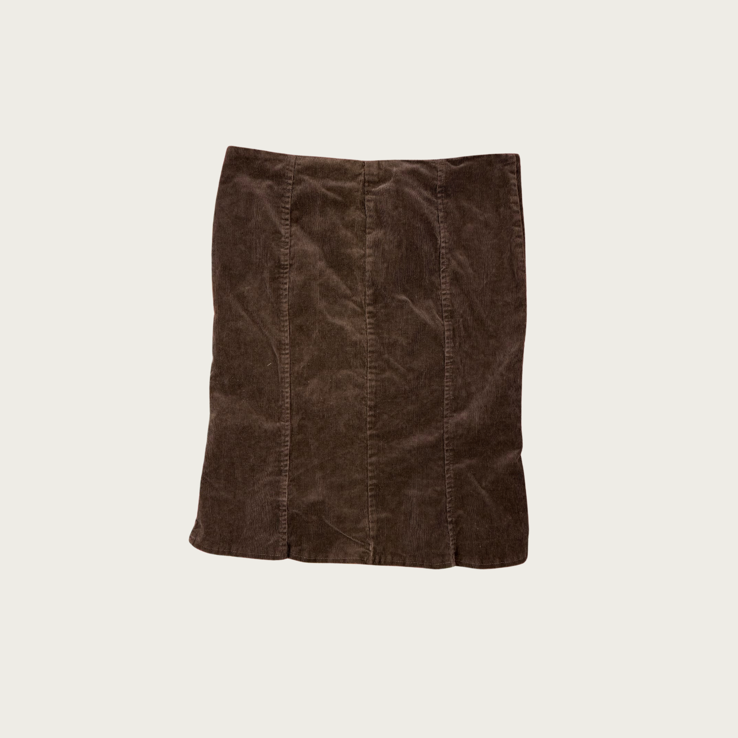 (32") 90s/Y2K Brown Corduroy Lace Up Midi Skirt