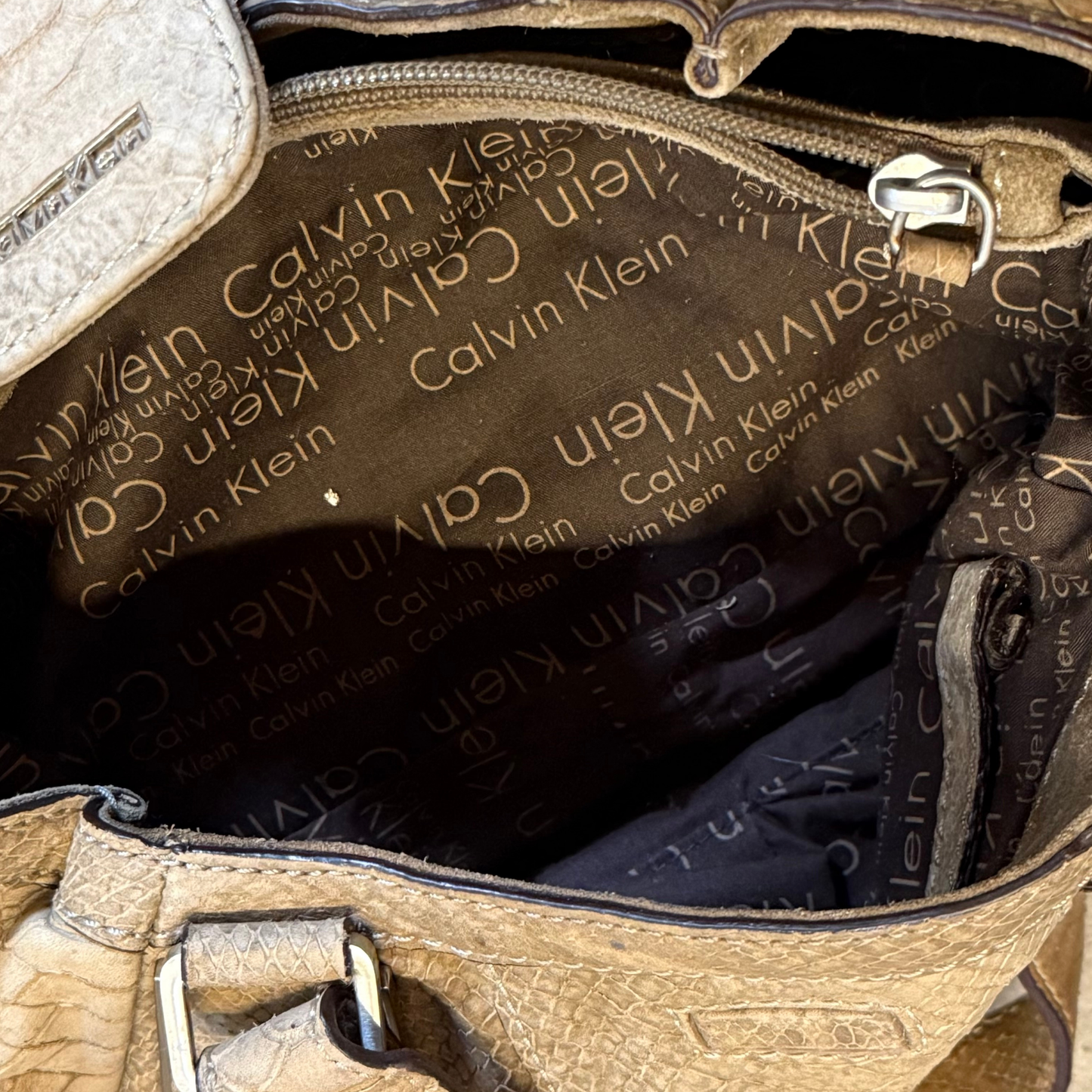 Calvin Klein Snakeskin Embossed Leather Bag