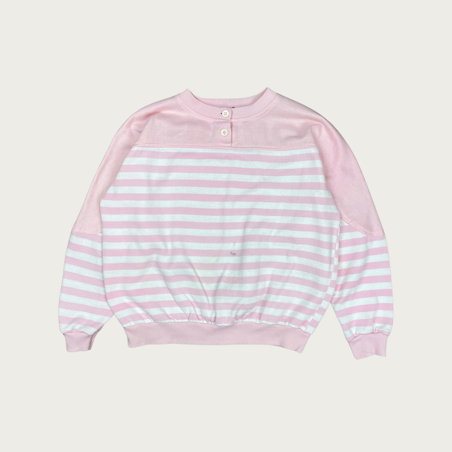 (S) Baby Pink Striped Sweatshirt