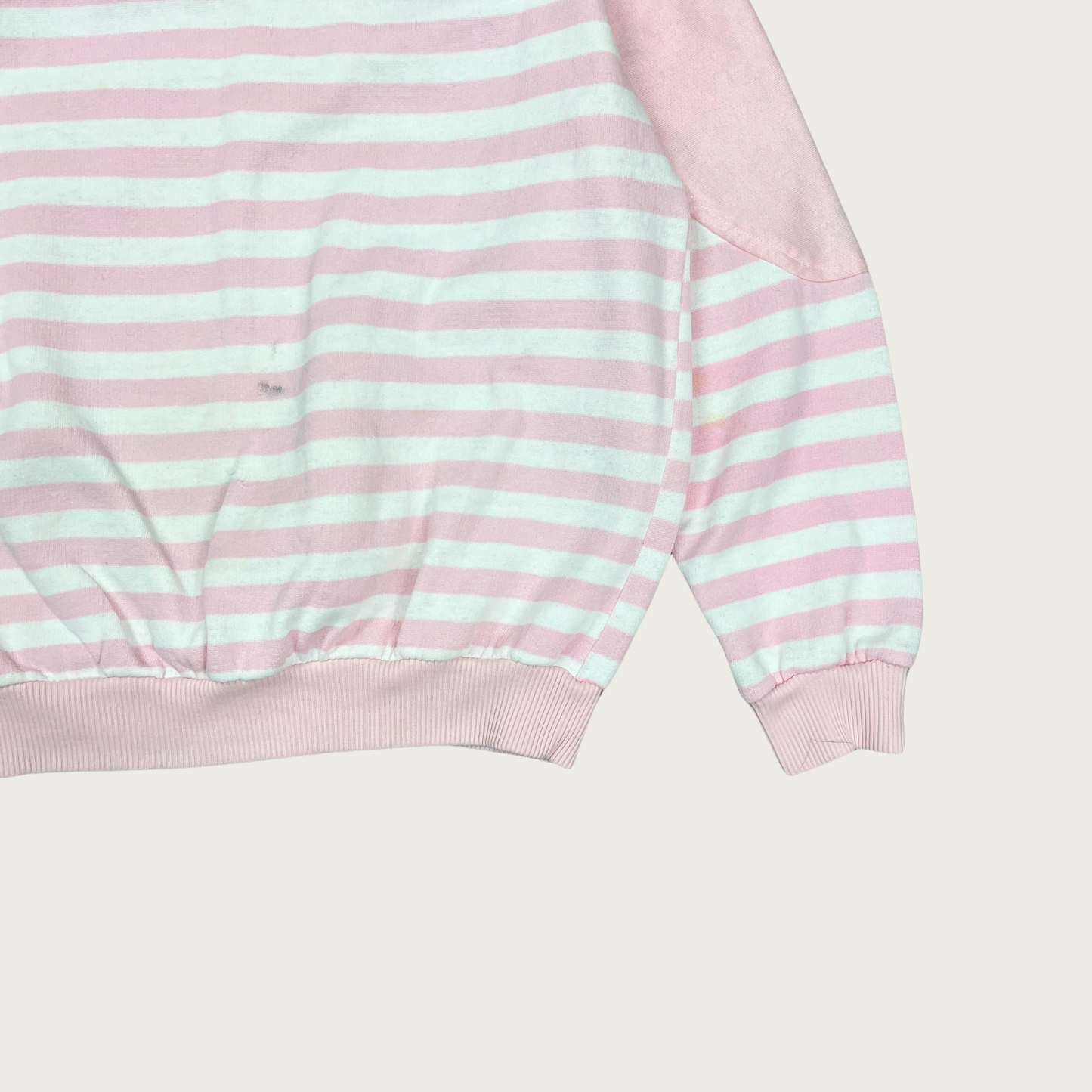 (S) Baby Pink Striped Sweatshirt