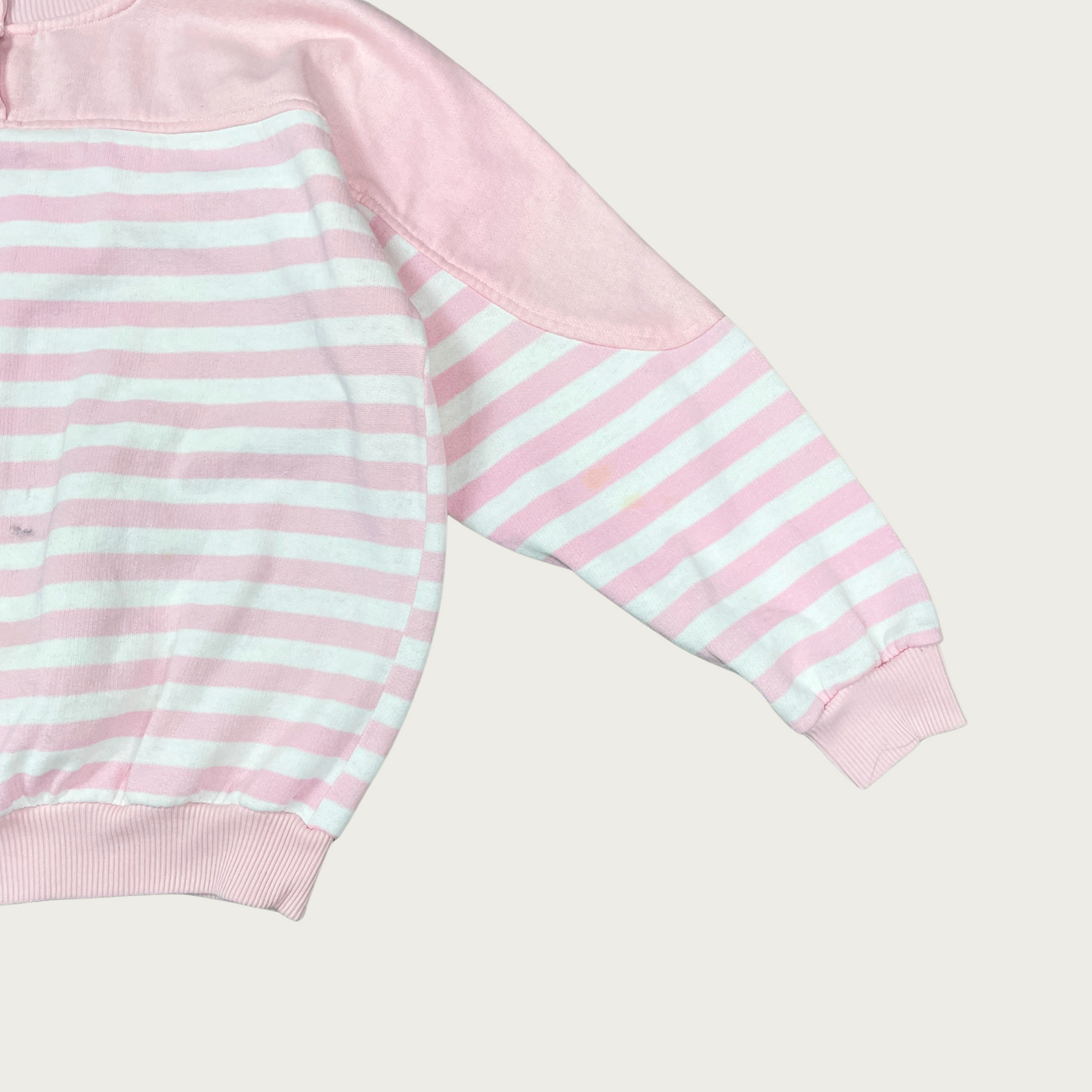 (S) Baby Pink Striped Sweatshirt