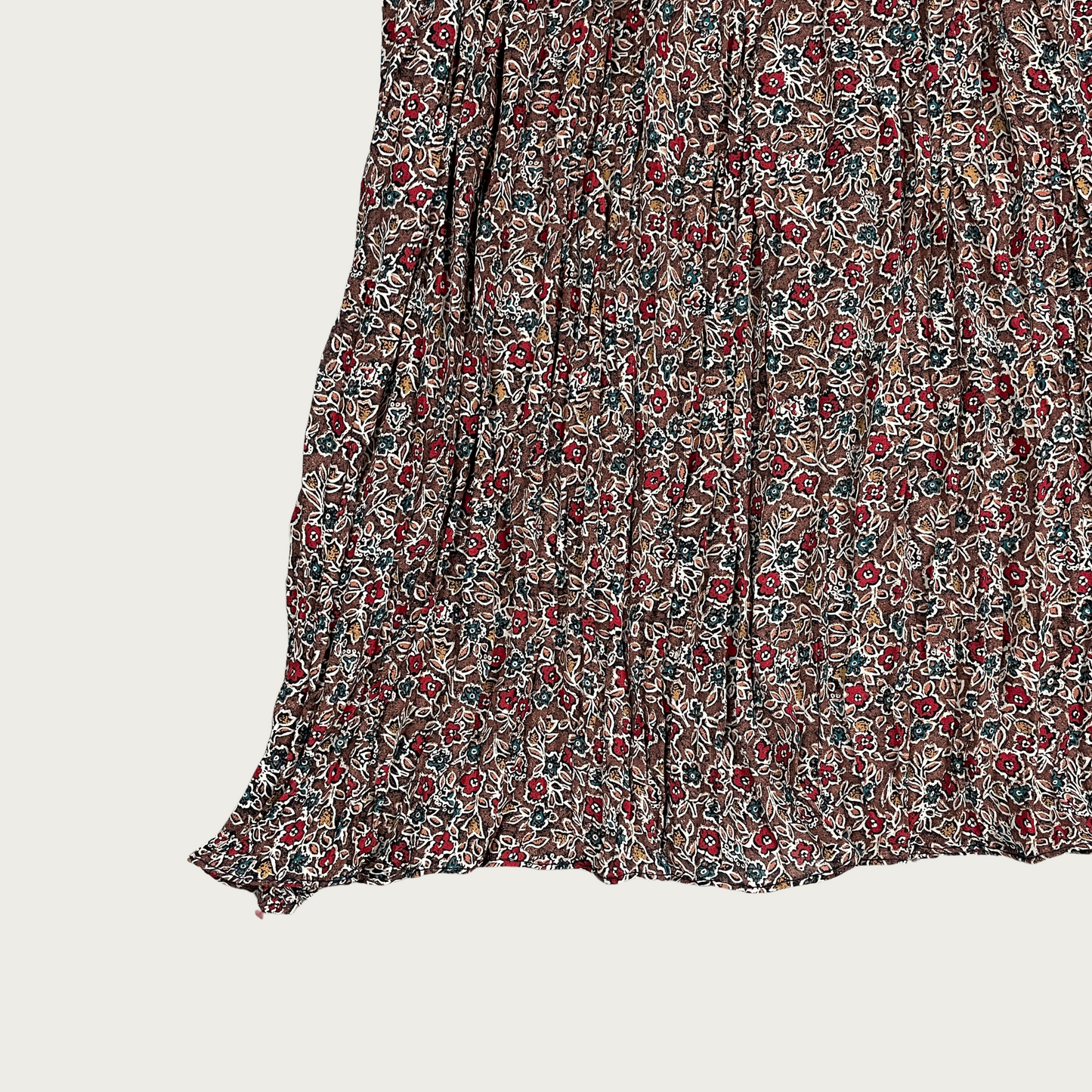 (M) Floral Crinkle Pleated Maxi Skirt