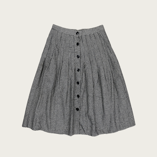 (28") Houndstooth Pleated Midi Skirt