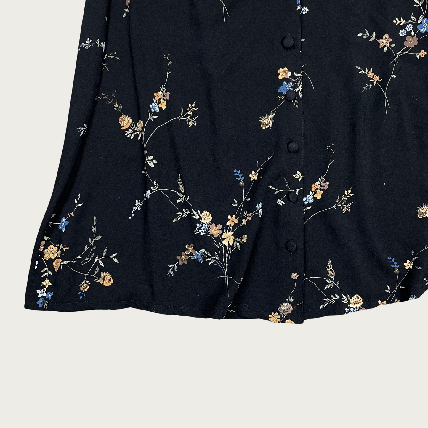 (M) Black Floral Midi Skirt