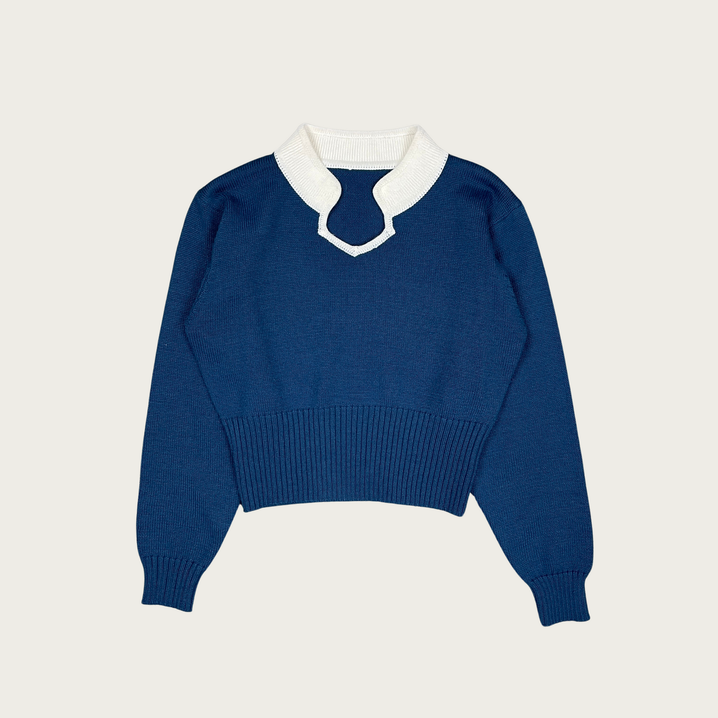 (M) Navy Blue Cropped Sweater