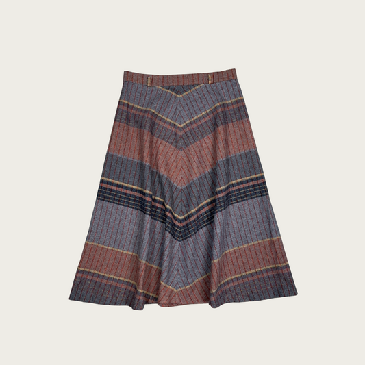 (27") Wool Plaid Midi Skirt