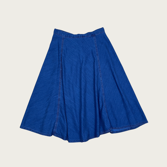 (S) Lightweight Denim Midi Skirt