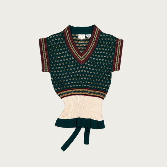 (S) Green Knit Patterned Sweater Top