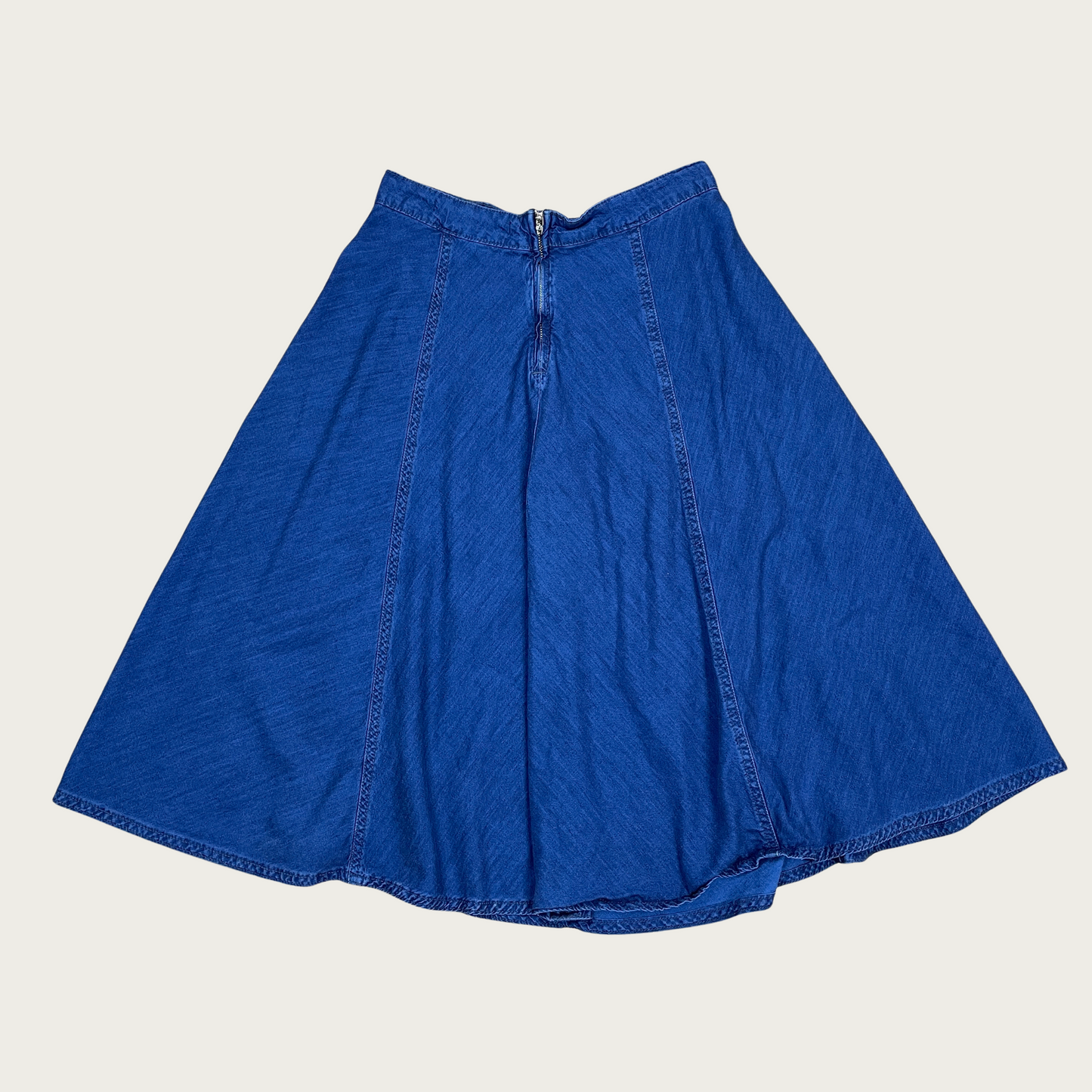 (S) Lightweight Denim Midi Skirt