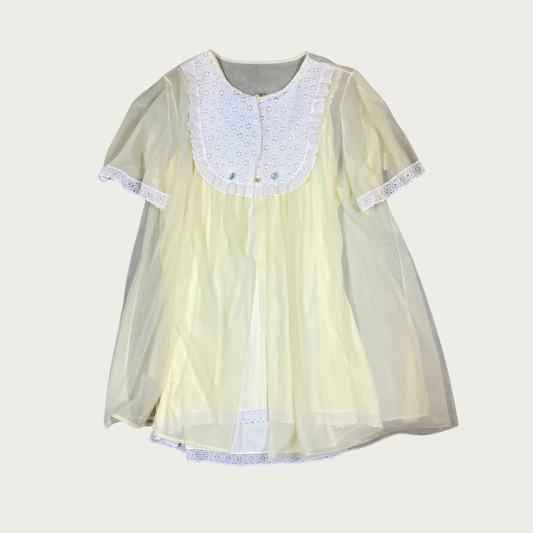 (M/L) 1960s Pastel Yellow Peignoir Set