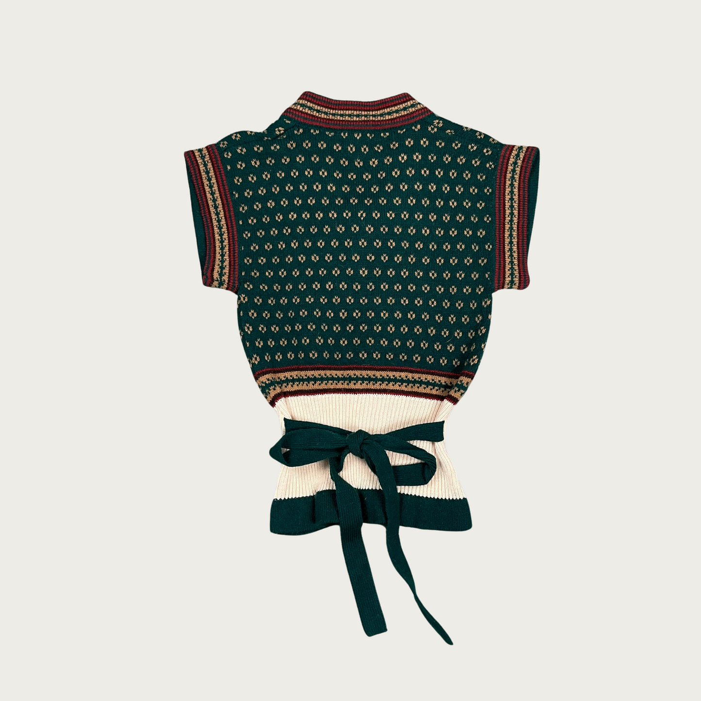 (S) Green Knit Patterned Sweater Top