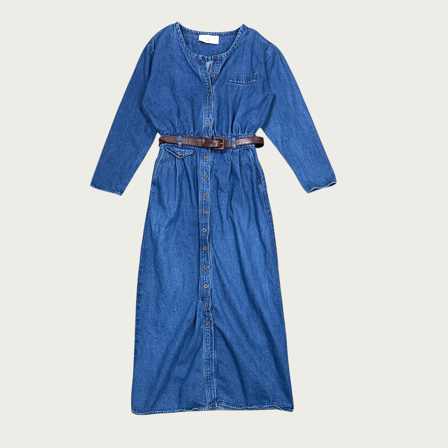 (M) 90s Belted Denim Dress