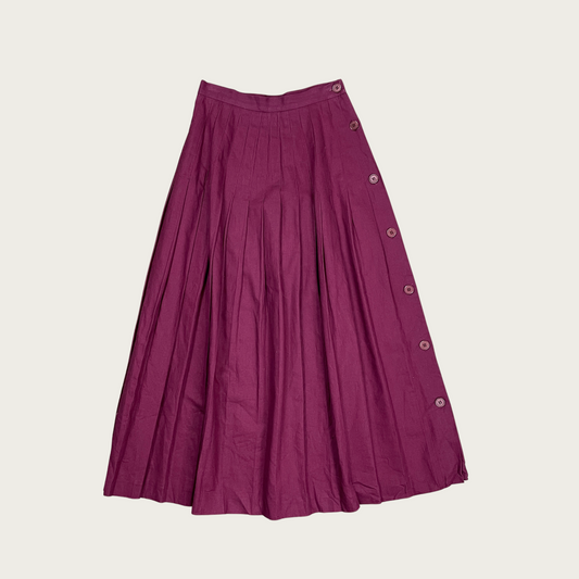 (24") Burgundy Pleated Midi Skirt