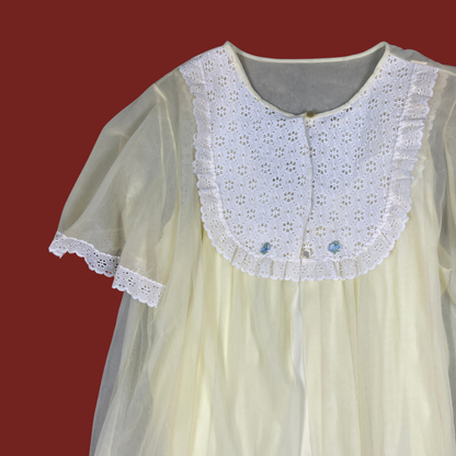 (M/L) 1960s Pastel Yellow Peignoir Set