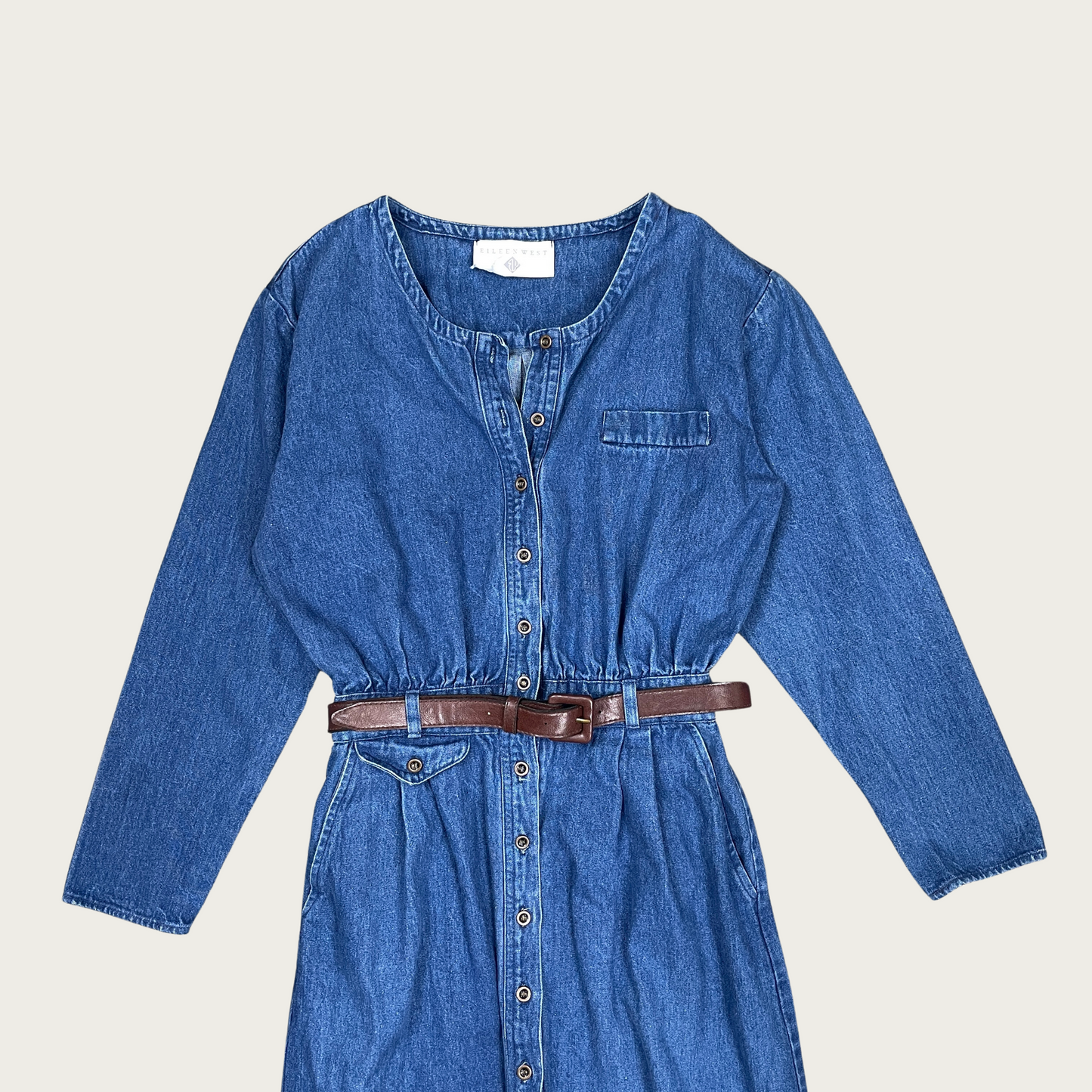 (M) 90s Belted Denim Dress