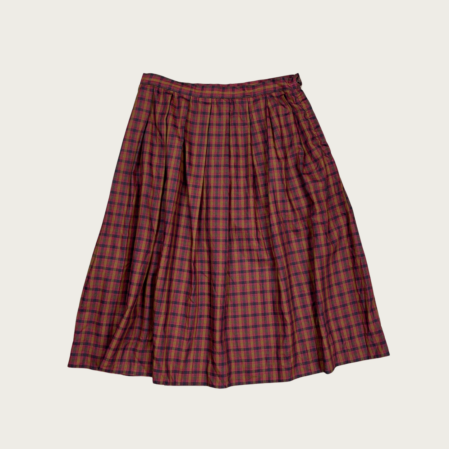 (27") Lightweight Plaid Midi Skirt